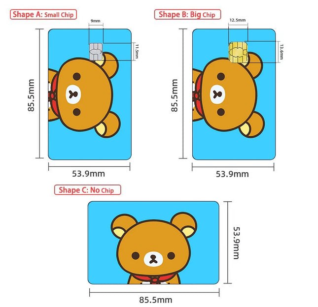 Cartoon Cute Credit Card Skin Stickers Rilakkuma Matte Sticker for VISA JCB MasterCard and Other IC Bank Card Decoration