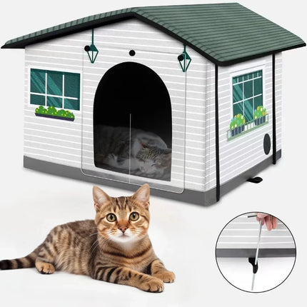Outdoor Cat House Weatherproof Stray Cat Dog House Waterproof Outdoor Winter Warm Pet Cave Sleeping Beds Home Foldable Washable