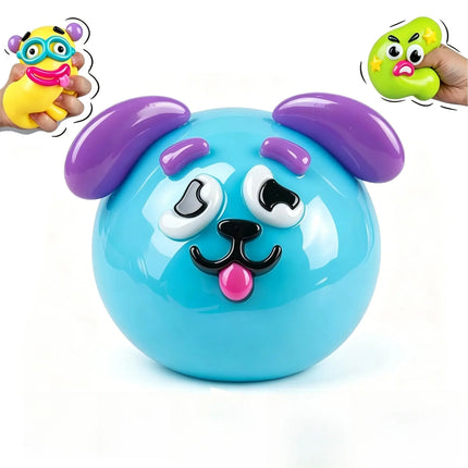 Popular New Creative Dog Facechanging Kneading Soothingball Soft Rubber Breathable Toy Children's and Adult Stressrelieving Tool