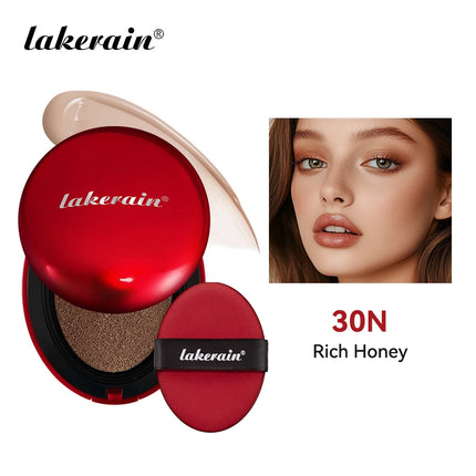 LAKERAIN 12 Color Red Shell Air Cushion Foundation Natural Coverage Lightweight Breathable Air Cushion Foundation