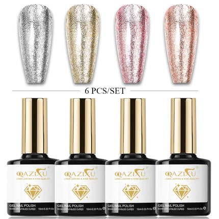 1-4pcs 10ml 4 Colors Golden Silver Glitter Gel Nail Polish Set UV LED Soak off Gel Varnish Shiny Nail Art For Salon Home Winter