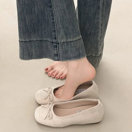 Spring Autumn Internal Elevation Women Mary Jane Shoes Ladies Outdoor Comfort Slip On Women's Butterfly-knot Ballet Shoes