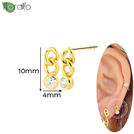 925 Silver Needle Fashion Heart Gold Color Stud Earrings for Women Exquisite Zircon Small Earrings Luxury Ear Piercing Jewelry