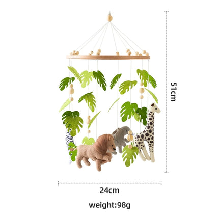 Baby Crib Mobile Rattle Toy For 0-12 Months Cartoon Felt Forest Animal Bed Bell Hanging Wooden Bracket Mobile Newbaby Rattle Toy