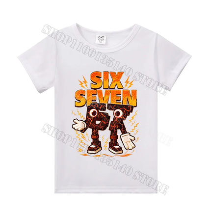 Steal A Brainrot Short Sleeve Children T-shirt 67 Six Seven Cotton Tops Tshirt Boys Girls Clothing Fashion Funny Meme T-shirts