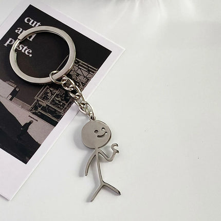 Funny Matchstick Men Keychain Middle Finger Heart to Heart Car Bag Pendant Key Ring Jewelry Couple Friend Gifts Wholesale бре