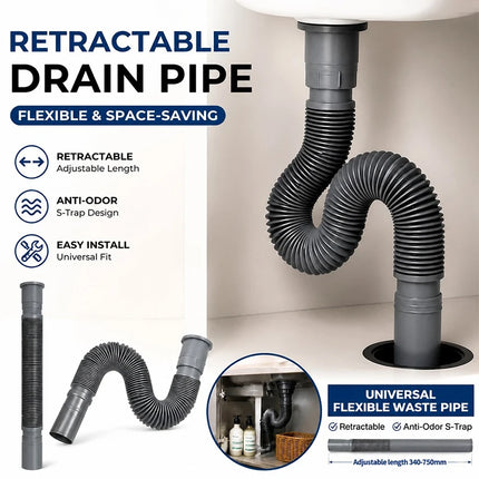 Expandable Flexible Sink Drain Hose – Universal Plastic Washbasin Extension Pipe for Kitchen & Bathroom Basin Strainer