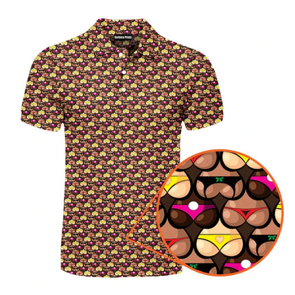 Sexy Full Print Humor Polo Shirt Men Hip Hop Street Personality Short Sleeve Button Golf Shirts Summer Carnival Party Funny Top