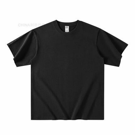 Summer Light Blue 300g Heavy Cotton Short-sleeved T-shirt Loose Men's and Women's Casual Half-sleeves Tee