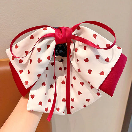 Sweet Hair Grab Girl Princess Red Bow Hairpin Polka Dot Children's Hair Clip Student Hair Claw For Kids
