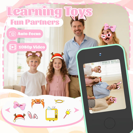 Mini Kids Smart Phone Dual Camera 1080P HD Touchscreen Player Digital Camera Educational Toys for Girls and Boys Birthday Gifts