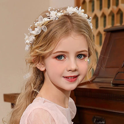 Pearl Flower Wreath Headband Girls Bridal Elegant Crowns Hair Headdress Bride Garland Head Hoop Wedding Headbands Hair Jewelry