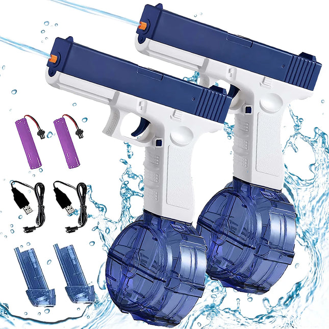 Electric Water Gun Rechargeable 10M Range Auto Manual Spray w Battery USB Cable Summer Outdoor Toy for Kids Adults Party Pool