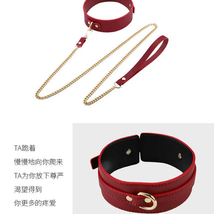 Sex Couple Bdsm Bondage Set Split Leather Restraints Collars Wrist Ankle Cuff Handcuffs Sex Toys For male and female Adult Games