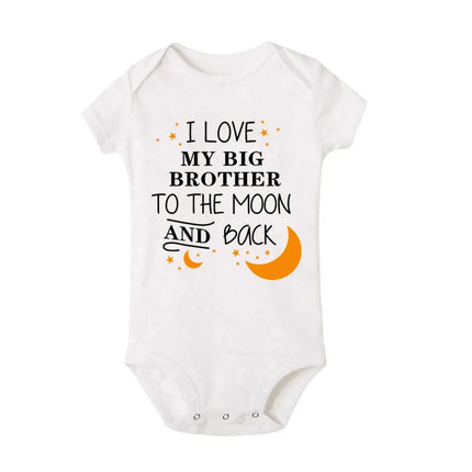 "I LOVE MY BIG BROTHER TO THE MOON AND BACK" Letter Printed Baby Rompers Newborn Bodysuit Clothes