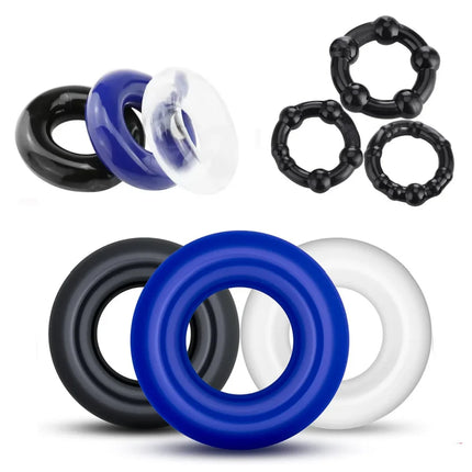3 Pcs/Set Dick Enlargement Cock Ring Delay Ejaculation Penis Ring Sex Toys For Men Silicone Adult Supplies 18+ Stronger Erection