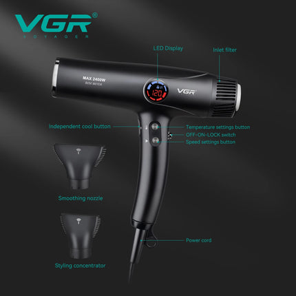 VGR Hair Dryer Professional Hair Dryer Machine Negative Ion Hair Dryers BLDC Motor 110000 RPM Hair Salon for Household Use V-469