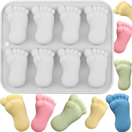 8 Cavity Baby Foot Prints Silicone Molds Fondant Candy Chocolate Mould Cute Footprint Shaped Baking Molds for Cake Decoration