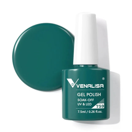Venalisa 7.5ml Gel Nail Polish, White Cap, Glass Formula, No Wipe Top Coat, UV LED Soak-Off Glitter Color Nail Lacquer