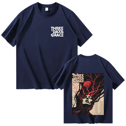 Singer's Three Days of Grace Harajuku Men's and Women's Fashion Round-neck 2025 Summer Pure Cotton 100% Printed T-shirt