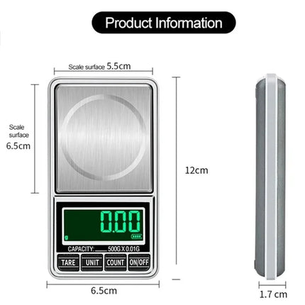 Portable Mini Pocket Jewelry Scale USB Rechargeable Digital Electronic Jewelry Scale High Precision Mini Portable LED Balance