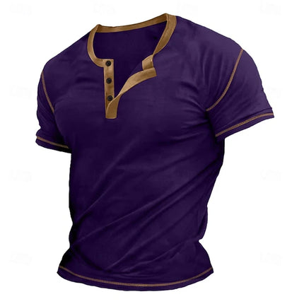 Retro Men's Button-Down T-Shirt Minimalist Print T-Shirt Loose-Fit Casual Summer Polo Shirt Stylish Streetwear Men's Top