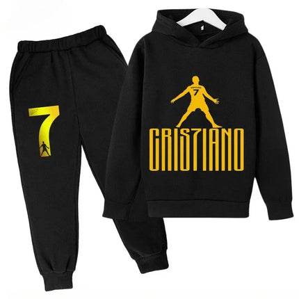 Spring Autumn Cr7 Ronaldo 3-12Y Children's Set Hoodie+Pants Suit 2-piece Set Boys Girls Casual Kids Tracksuits