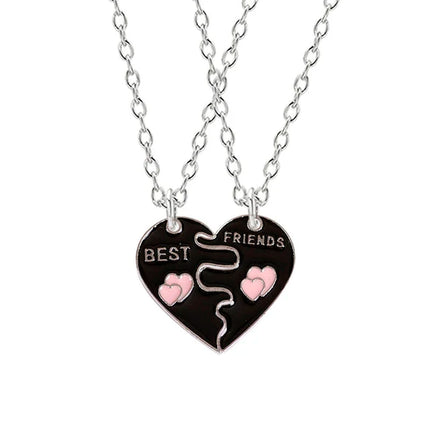 Zircon Best Friend Zircon Love Couple Pendant Necklace 2 Pcs/ Set Rainbow Broken Heart BFF Good Friends Friendship Jewelry Gift