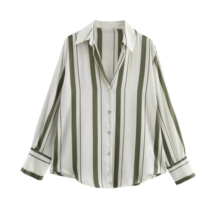 Classic Silk Satin Feel Shirt New Spring Collection Long Sleeve Polyester Fabric Women's Premium Fashion Regular Length