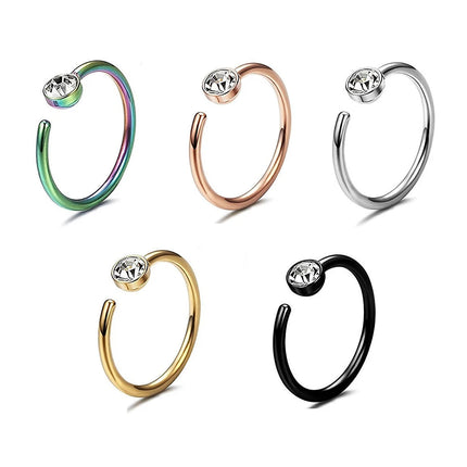 2pcs Hypoallergenic Stainless Steel Cubic Zirconia Round Ball Hoop Earrings Simple School Style Earrings Trendy Ear Jewelry