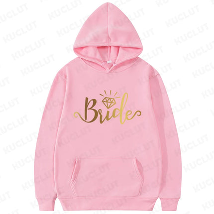 Bride Tribe Squad Print Hoodies Women Hooded Sweatshirts Bachelorette Hen Party Wedding Bridesmaid Group Matching Pullover Tops