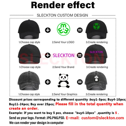 SLECKTON Custom Logo Caps Fashion Hip Hop Snapback Hats for Women and Men DIY Letter Embroidery Design Image Print Wholesale Hat