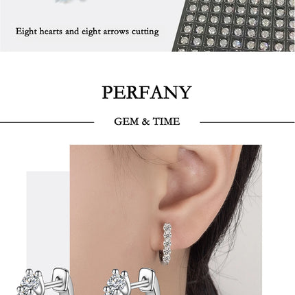 PERMANY 1CT Full Moissanite Earrings for Women S925 Pure Silver Laboratory Certified Cultivation Diamond Luxury Party Jewelry