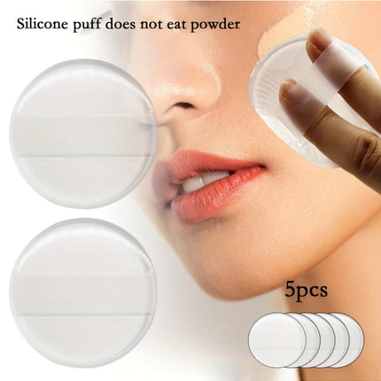5pcs Transparent Silicone Makeup Puffs，Hypoallergenic Beauty Blenders for Sensitive Light Beige, Wet/Dry Cosmetic