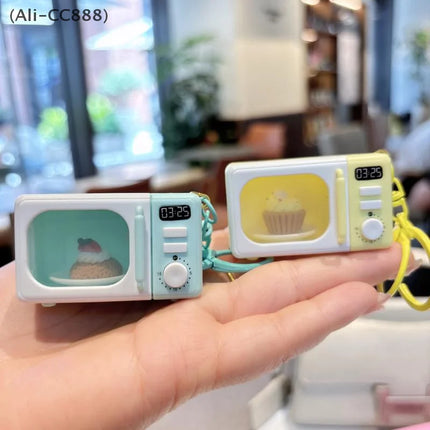 LED Appliance Charm Simulation Microwave Keychain  - Cute Mini Light-Up Kitchen Toy Funny Gift for Food Lovers