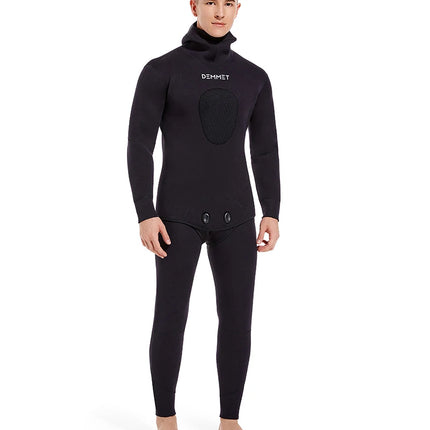HOT 3mm Camouflage Wetsuit Long Sleeve Fission Neoprene Submersible For Men Keep Warm Top and Pants Two-piece Hooded Diving Suit