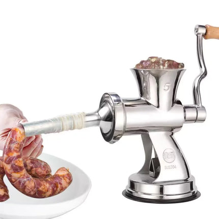 Manual Meat Grinder, Hand Crank Meat Mincer for Home Kitchen Stainless Steel Blades, Non-Slip Base, Easy to Clean