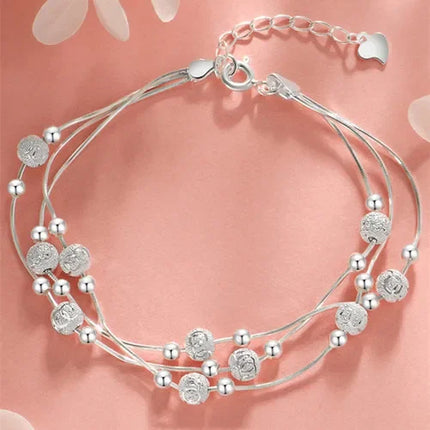 925 Sterling Silver Bracelet Double Layer Pearl Bracelet for Women Girl Vintage Luxury Design Bead Korean Jewelry Charm Bracelet