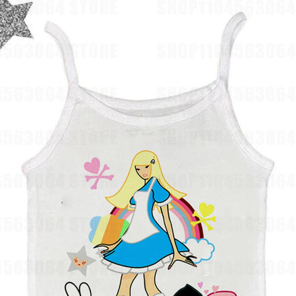 Y2k Style Emo Gothic Printing Fit Vest Emo girls Retro 90s Printing Women Clothing Fashion Casual Streetwear Tank Tops Summer
