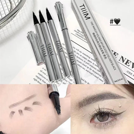 Waterproof Wild Eyebrow Pen 2/4 Separated Head Natural Brow Makeup Quick-Drying Creation of Ultra-Fine Lasting Liquid Eyebrow