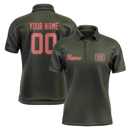 Personalized DIY Dark Olive Polo Shirts Customized Name Team Name Logo Number Team Uniforms Loose Darts Bowling Billiards Tops