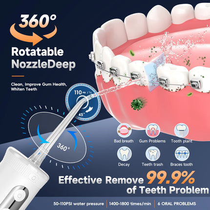 Mornwell 5032 Water Floss Sonic Water Flosser 270ML Tank Oral Teeth Whitening Home Appliance Teeth Cleaner Oral Water Jet