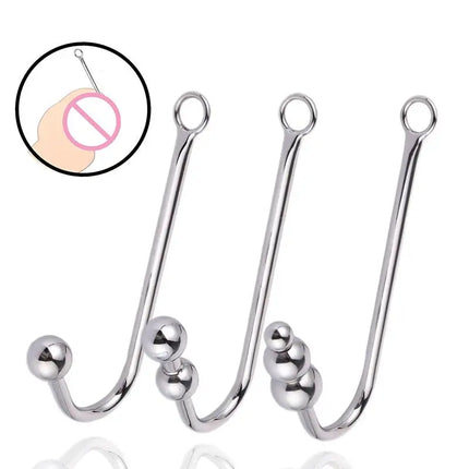 [Y]Stainless Steel Anal Hook With Anal Beads Hole Anal Hook Metal Butt Plug Anal Sex Toys Adult Product No Vibrator For Men