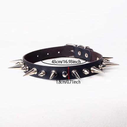 Punk Long Spike Choker Faux Leather Collar for Women Men Cool Big Rivets Studded Chocker Goth Style Necklace Accessories 2025