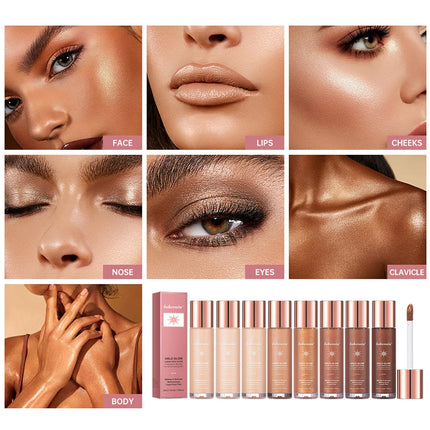 Halo Glow Liquid Filter Liquid Highlighter Face Contouring Pearlescent Makeup Brightener Bronzer Glow Body Face Contour Shimmer