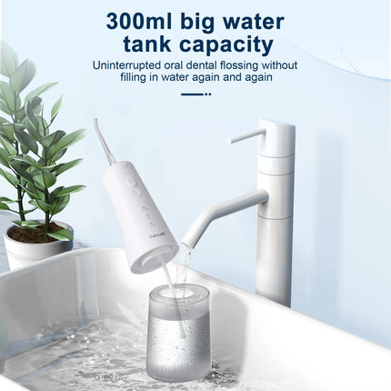 Fairywill Cordless Water Flosser 3 Modes And 2 Replaceable Nozzles 300Ml Detachable Water Tank Ipx7 Waterproof Oral Irrigator