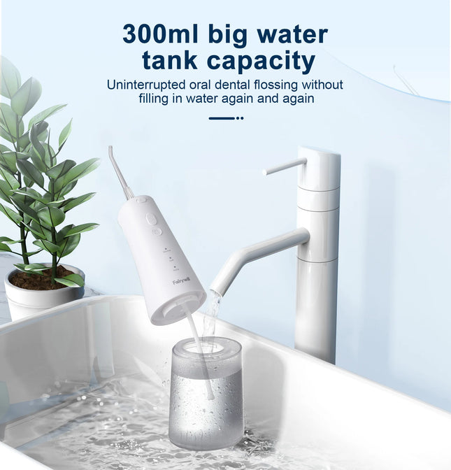 Fairywill Cordless Water Flosser 3 Modes And 2 Replaceable Nozzles 300Ml Detachable Water Tank Ipx7 Waterproof Oral Irrigator