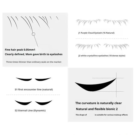 WUYITONGXUE BLACK BOX Magnetic Eyeliner Stamp Kit 3s Lower Lash Stencil Waterproof Long-Lasting Beginner-Friendly Makeup Tool
