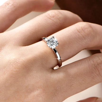 IOGOU Solitaire 1.0CT 6.5MM D Moissanite Diamond Rings 14K Gold Filled Classic Wedding Engagement Promise Ring for Women Jewelry