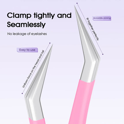 New Style Pink Color High-elasticity Portable DIY Lash Tweezers Individual Waterproof 45 Degree Eyelash Grafting Tools in Stock